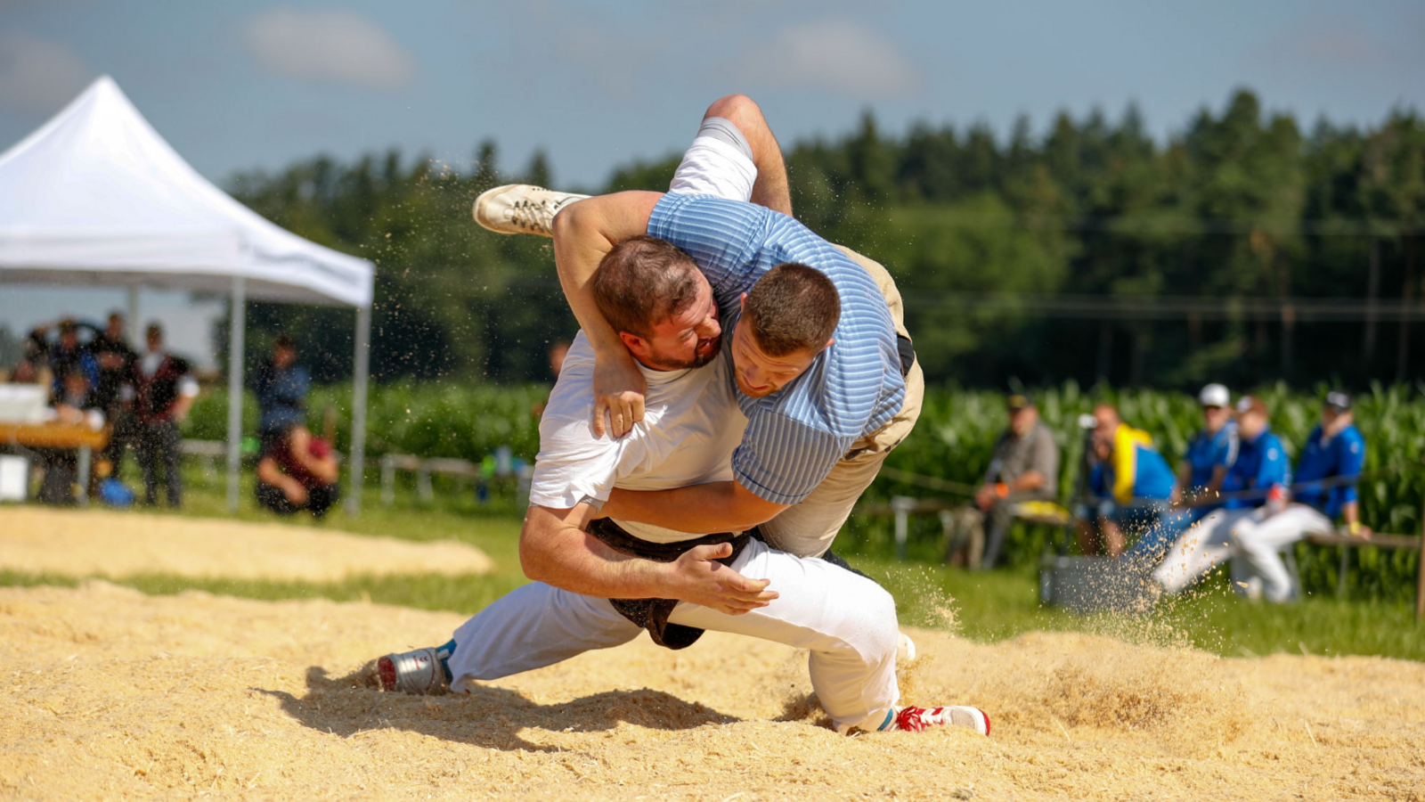Wenn Weiss auf Edelweiss trifft: Turner und Sennen im Sägemehl-Duell